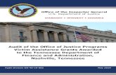 Audit of the Office of Justice Programs Victim Assistance Grants … · 2019-05-20 · – The OCJP enhanced its crime victim services throughout the state of Tennessee. The OCJP