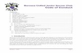 Barossa United Junior Soccer Club Code of Conduct...Remember that children participate in sport for their enjoyment - not yours. Encourage your child to participate, do their best