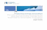 Financing energy innovation · patents in wind, solar, hydro, marine, biomass, geothermal and waste energy technologies while FF ... and FF innovation. Hence, financing constraints