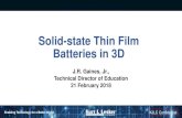 Solid-state Thin Film Batteries in 3D · An Industry develops to make Thin Film Batteries •For the original ‘Bates’ battery: •ST Micro (France) enters •AMAT builds tools