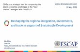 Reshaping the regional integration, investments, and trade ... · In the trade, investment and integration area ESCAP offer includes (1): Thought leadership: •Propositions for re-setting