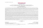 TESCO PLC TESCO CORPORATE TREASURY SERVICES PLC · treasury risks, manage the liquidity needs of the business and review gearing and net debt management of the Group. An annual treasury