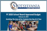 FY 2020 School Board Approved Budget · 2019-02-13 · FY 2020 School Board Approved Budget February 12, 2019 ... Rationale for Requests Presentation Outline 2. Goals & Budget Priorities