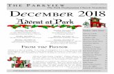The Park Presbyterian Church Newsletter December 2018 · Christmas Eve OFFICE CLOSED Merry Christmas! OFFICE CLOSED Community Meal @ First United Wednesday Methodist 1:00 p.m. Workers
