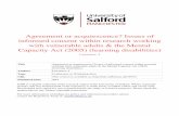 Agreement or acquiescence? Issues of informed consent ...usir.salford.ac.uk/19173/1/poster.pdf · Cameron, L. and Murphy, J. (2006) 'Obtaining consent to participate in research: