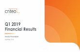 Q1 2019 Financial Results - Criteo2019+Earnings+Prese… · advertising platform for the open Internet Technology Scale Openness Large client base ~90% client retention ... Full-funnel