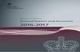 Ministry of Defence Annual Report and Accounts 2016-2017 · Annual Report and Accounts 2016-17 For the year ended 31 March 2017 Accounts presented to the House of Commons pursuant
