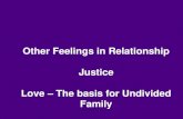 Other Feelings in Relationship Justice Love The basis for ... Basic human aspiration = Continuous happiness