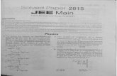 jee-main-paper2015...2 JEE Main Solved 2015 4. A particle of mass m moving in the x-direction with speed 2v is hit by another particle of mass 2m moving in the y-direction with speed