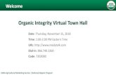 Organic Integrity Virtual Town Hall · 2020-05-08 · Town Hall Goals • One goal of this Town Hall is to hear from you about what training certifiers and inspectors need the most.