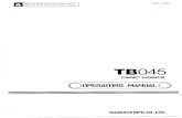 Takeuchi TB045 Compact Excavator Operator manual