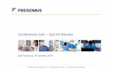 Conference Call – Q3/19 Results · Q3/19 Highlights • Strong organic sales growth across all business segments • Growth investments proceeding according to plan • Fresenius