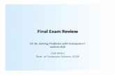 Final Exam Review - GitHub Pages · Stream Variables • ifstream and ofstream libraries – Variable/object declaraIons – Use of ﬁle names – Using .open( ) and .close( ) member