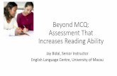 Beyond MCQ: Assessment That Increases Reading Ability · essay question. 5 Content S highlights all key information related to given essay question. 10 Annotation S annotates highlighted
