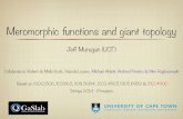 Meromorphic functions and giant topology · 2014-06-27 · Jeff Murugan (UCT) 1/4-BPS giants (i): meromorphic functions Now let’s add to some meromorphic function of and see if