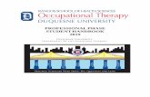 PROFESSIONAL PHASE STUDENT HANDBOOK 2019 · Duquesne University Occupational Therapy Handbook – 2019 2 . Contents ... In 1999 - 2000, the Department of Occupational Therapy faculty