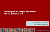 Principles of Legal Research Week 5: Oct. 6-10 · Principles of Legal Research Week 5: Oct. 6-10. Outline defining an information need searching effectively locating scholarly articles