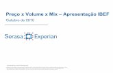 Preço x Volume x Mix – Apresentação IBEF · Exemplo de Gráfico e Motivos das Variações Receita T1 Preço Volume Mix Receita T2 • Reajustes no preço • Política de descontos