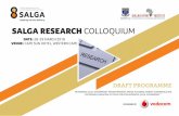 L C COLLOUIUM PROGRAMME SALGA RESEARCH COLLOQUIUM RESEARCH COLLOQUIUM Program… · public sector R&D investment in South Africa (2005-2015) Nhlanhla Malaza, Zulu, Parker, Vlotman