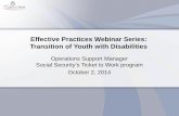 Effective Practices Webinar Series: Transition of Youth ... · • Resume o Individualized o Cover Letter o Technology • Interview Practice ... o Craig Cat – Successfully Employed