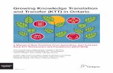 Growing Knowledge Translation and Transfer (KTT) in Ontario · Transfer in the Ontario Agri-Food Innovation Alliance . OMAFRA and the University of Guelph . have been supporting Knowledge
