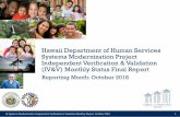 Hawaii Department of Human Services Systems Modernization ... · 11/14/2018  · (IV&V) Monthly Status Final Report Reporting Month: October 2018 HI Systems Modernization Independent