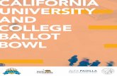 CALIFORNIA UNIVERSITY AND COLLEGE BALLOT BOWL · sent the California Students Vote Project tool kit and other Ballot Bowl materials including draft social media communications and