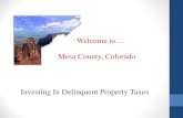 Mesa County, Colorado Investing In Delinquent Property Taxes...Tax Liens •What is a Tax Lien? •A Tax Lien represents a lien of unpaid real estate taxes, assessments, penalties,