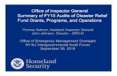 Office of Inspector General Summary of FY15 Audits of ...€¦ · Summary of FY15 Audits of Disaster Relief Fund Grants, Programs, and Operations Thomas Salmon, Assistant Inspector