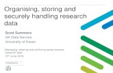 Organising, storing and securely handling research data · losing-all-your-research-data/ Organising and storing data . Organising data • Plan in advance how best to organise data