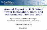Annual Report on U.S. Wind Power Installation, Cost, and ......2 Presentation Overview • Introduction to 2007 edition of U.S. wind market data report • Wind installation trends