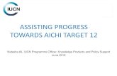 Assisting progress towards Aichi target 12 - CBD · 2016-06-15 · STATUS OF AICHI TARGET 12 • Based on current progress, the average risk of extinction for birds, mammals, amphibians