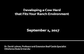 Dr. David Lalman, Professor and Extension Beef Cattle ... · 300. 400. 500. 600. 700. 800. 900. 700. 1200. 1700. 2200. Weaning Weight (lb) Cow BW (lb) y = 0.0607x + 459. This slide