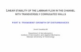 INEAR STABILITY OF THE LAMINAR FLOW IN THE CHANNEL …bluebox.ippt.pan.pl/~tkowale/.../prez...part_2_NEW.pdf · LINEAR STABILITY OF THE LAMINAR FLOW IN THE CHANNEL WITH TRANSVERSELY