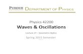 Physics 42200 Waves & Oscillations · (lens 1 & lens 2) with focal lengths f1=+24 cm & f2=+9.0 cm, with a lens separation of L=10.0 cm. The object is 6.0 cm from lens 1. Where is