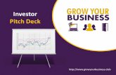 Investor Pitch Deck - Grow Your Business€¦ · Welcome to an example of an investor pitch deck. Use the information on each slide to create your own pitch deck to summarise your