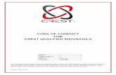 CODE OF CONDUCT FOR CREST QUALIFIED …...CODE OF CONDUCT FOR CREST QUALIFIED INDIVIDUALS Issued by Author Document Reference Version Number 8.0 Status Issue Date 06.05.2016 Review