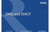 DNS and DHCP · 2008-10-14 · DNS and DHCP. 2 Contents • Introduction • DNS at the University of Reading • DHCP myths • DHCP at the University of Reading. 3 Introduction