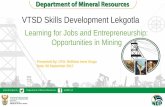 VTSD Skills Development Lekgotla - North West 03 vtsd final.pdf · 2017-09-19 · • Platinum Group Metals (PGMs) Mining • Diamond Mining • Other Mining • Cement, Lime, Aggregates