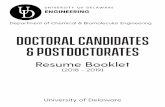 Doctoral Candidates & Postdoctoratescbe.udel.edu/wp-content/uploads/2019/06/resume-booklet.pdf · Doctoral Candidates & Postdoctorates Resume Booklet (2018 - 2019) ... premier educator
