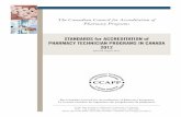 STANDARDS for ACCREDITATION of PHARMACY TECHNICIAN … · 2017-03-21 · pharmacists or registered pharmacy technicians who have successfully completed both parts of the qualify examinations