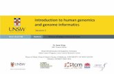 Introduction to human genomics and genome informatics · Head, Bioinformatics & Integrative Genomics Adult Cancer Program, Lowy Cancer Research Centre Prince of Wales Clinical School,