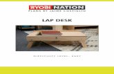 RY Nation ProjectPlans DIY ROAD TRIP LAP DESK V3…PLANS BY JAIMECOSTIGLIO PAGE:˜ ˇ ATTACH TRIM AND SAND Attach trim to top using wood glue and 1 ¼” finish nails. Sand well and