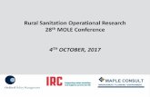 Rural Sanitation Operational Research 28th MOLE Conference · • Recommendations for alterations to implementation to be incorporated ... construction of institutional latrines in