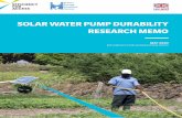 SOLAR WATER PUMP DURABILITY RESEARCH MEMO · additional research into small-scale (less than 2kW) SWP system durability in an agricultural setting would benefit the development of