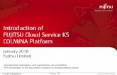 Introduction of FUJITSU Cloud Service K5 COLMINA Platform€¦ · COLMINA Platform Overview API AI PF Design Production Maintenance Big Data Layer NoSQL DB RDB COLMINA Platform Edge