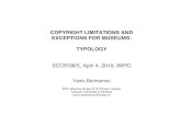 COPYRIGHT LIMITATIONS AND EXCEPTIONS FOR MUSEUMS: … · 2019-04-26 · exhibition or event. • Non-commercial use. • Some jurisdictions require that catalogue must be edited by