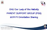 CHIJ Our Lady of the Nativity PARENT SUPPORT GROUP (PSG ... · PARENT SUPPORT GROUP (PSG) 2019 P1 Orientation Sharing. CHIJ Our Lady of the Nativity Simple in Virtue, ... Traffic