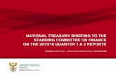NATIONAL TREASURY BRIEFING TO THE STANDING COMMITTEE … · Business Continuity Management (BCM) facility established and ... Number of papers published by research institutions and