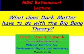 What does Dark Matter have to do with the Big Bang Th ?Theory?people.physics.tamu.edu/toback/Talks/Bethancourt_2016.pdf · • Astronomy Cosmology and Particle Astronomy, Cosmology